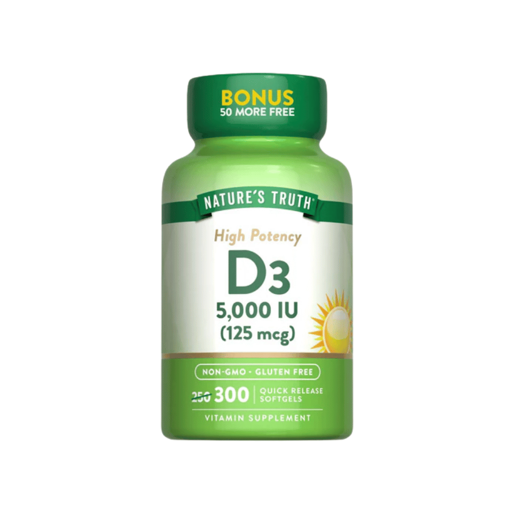20 Nature’s Truth Vitamin D3 5000 IU (125mcg) – 300 Softgels - Image 1
