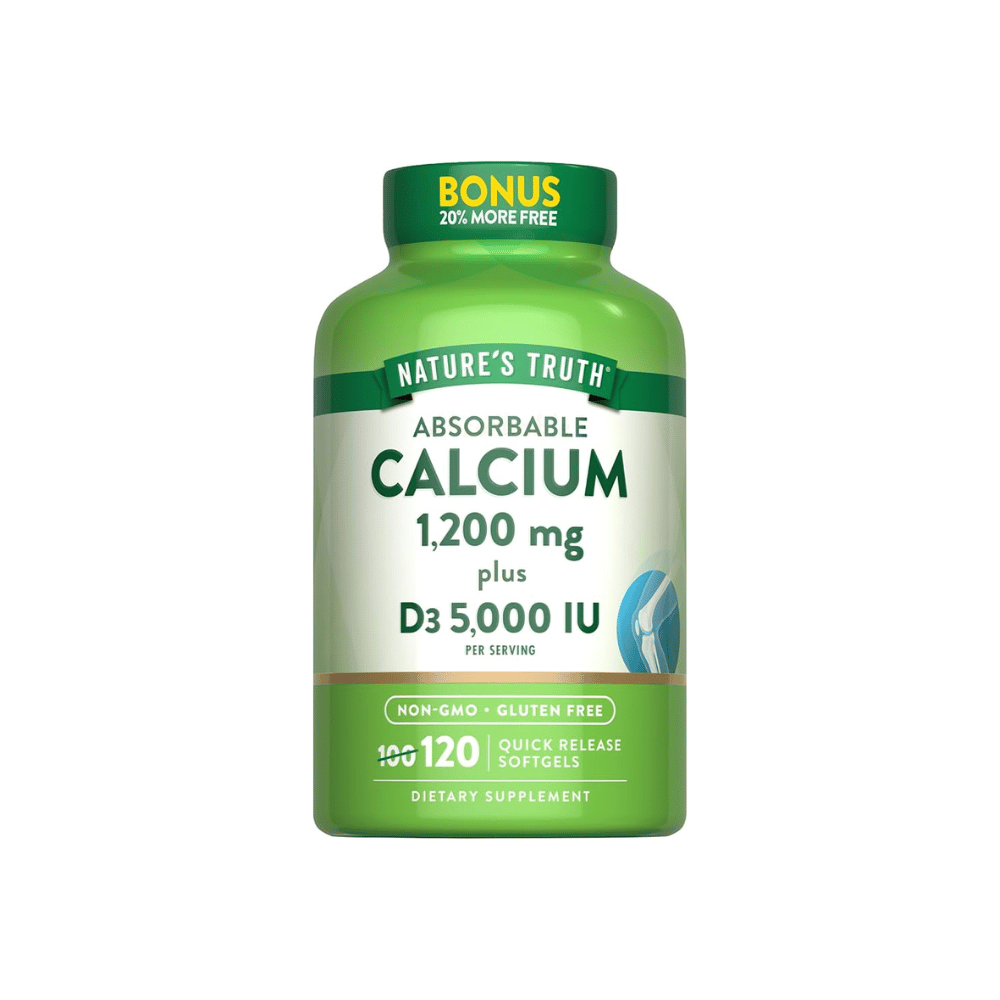 nature truth Nature’s Truth Calcium 1200mg + Vitamin D3 5000 IU – 120 Softgels - Image 1
